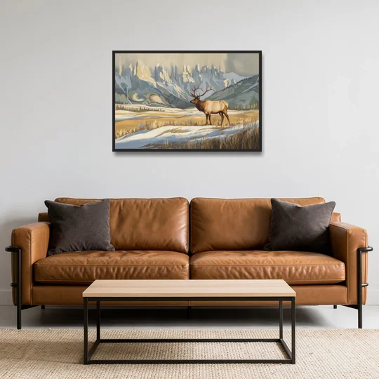 Jackson Hole Wildlife Serenade - Black Framed Canvas Wall Art - Sofa - 36x24