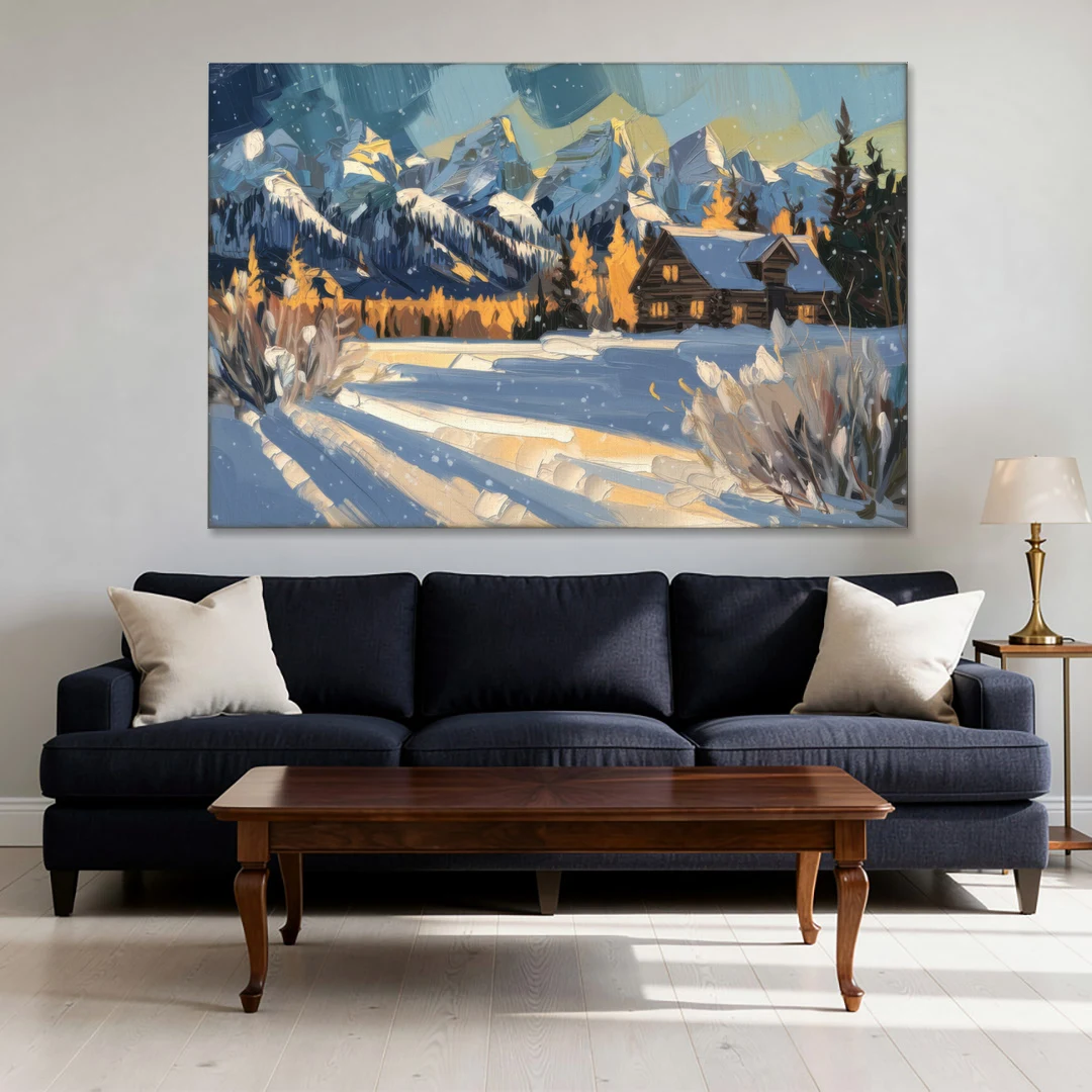 Jackson Hole Winter Wonderland - Canvas Wall Art - Sofa - 60x40