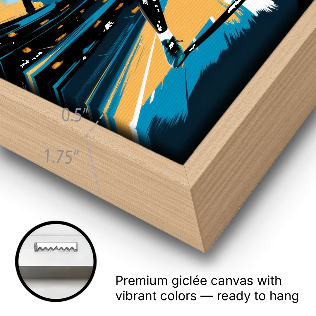 Jacksonville Jaguars Fans - Oak Framed Canvas Wall Art - Gallery Wrap Corner