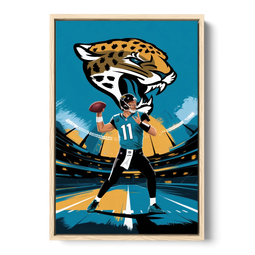 Jacksonville Jaguars Fans - Oak Framed Canvas Wall Art - Front
