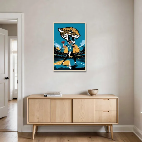 Jacksonville Jaguars Fans - Oak Framed Canvas Wall Art - Coffee Table - 24x36