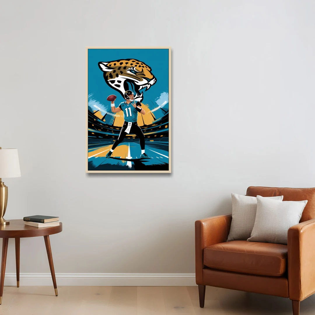 Jacksonville Jaguars Fans - Oak Framed Canvas Wall Art - Sofa - 24x36