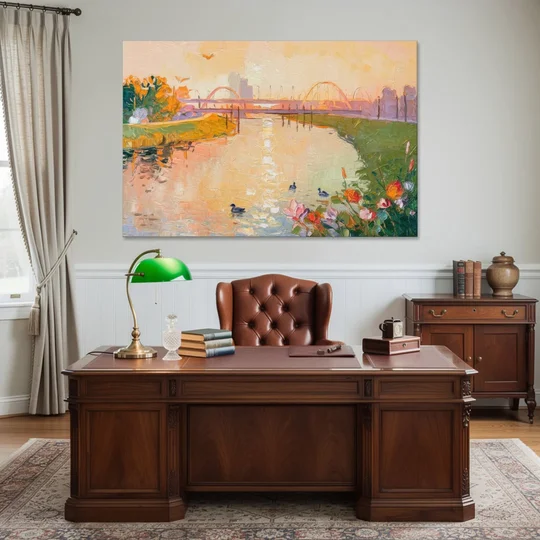 Jacksonville Riverside Scenery - Canvas Wall Art - Office - 60x40
