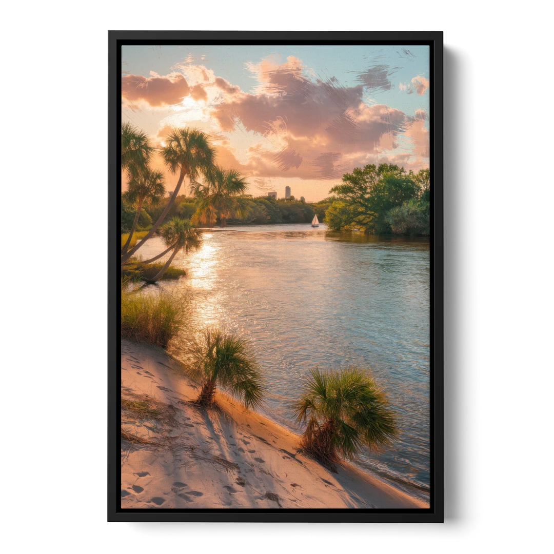 Jacksonville St. Johns River - Black Framed Canvas Wall Art - Front