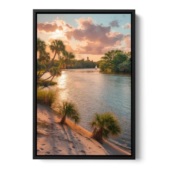 Jacksonville St. Johns River - Black Framed Canvas Wall Art - Front