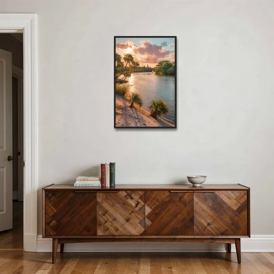 Jacksonville St. Johns River - Black Framed Canvas Wall Art - Coffee Table - 24x36
