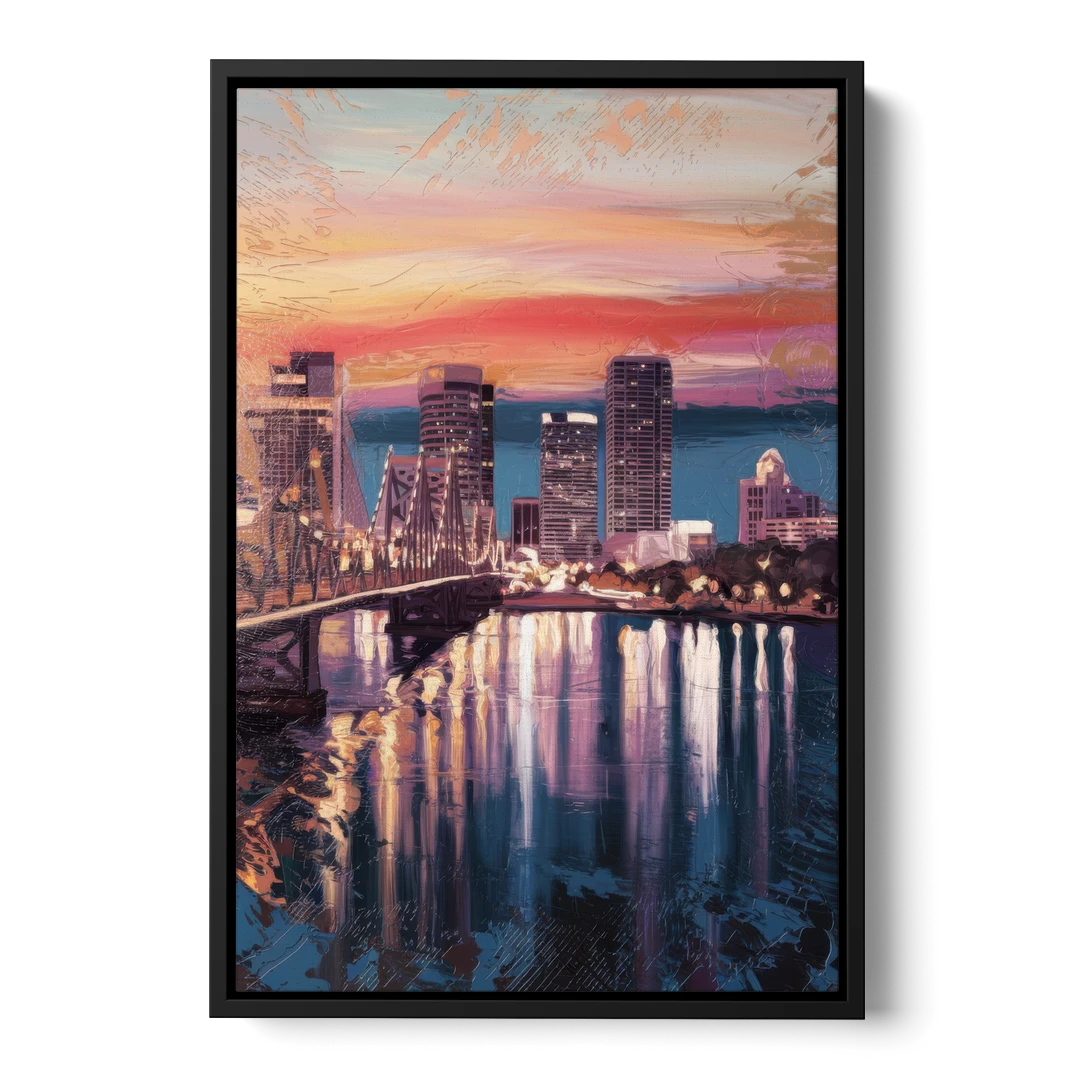 Jacksonville Urban Charm - Black Framed Canvas Wall Art - Front