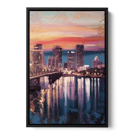 Jacksonville Urban Charm - Black Framed Canvas Wall Art - Front