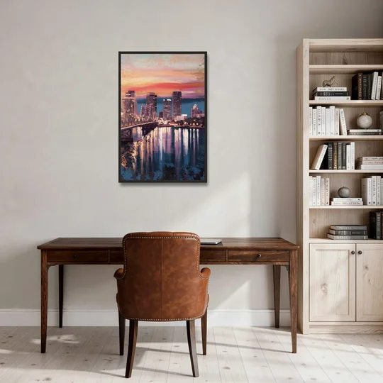 Jacksonville Urban Charm - Black Framed Canvas Wall Art - Office - 24x36