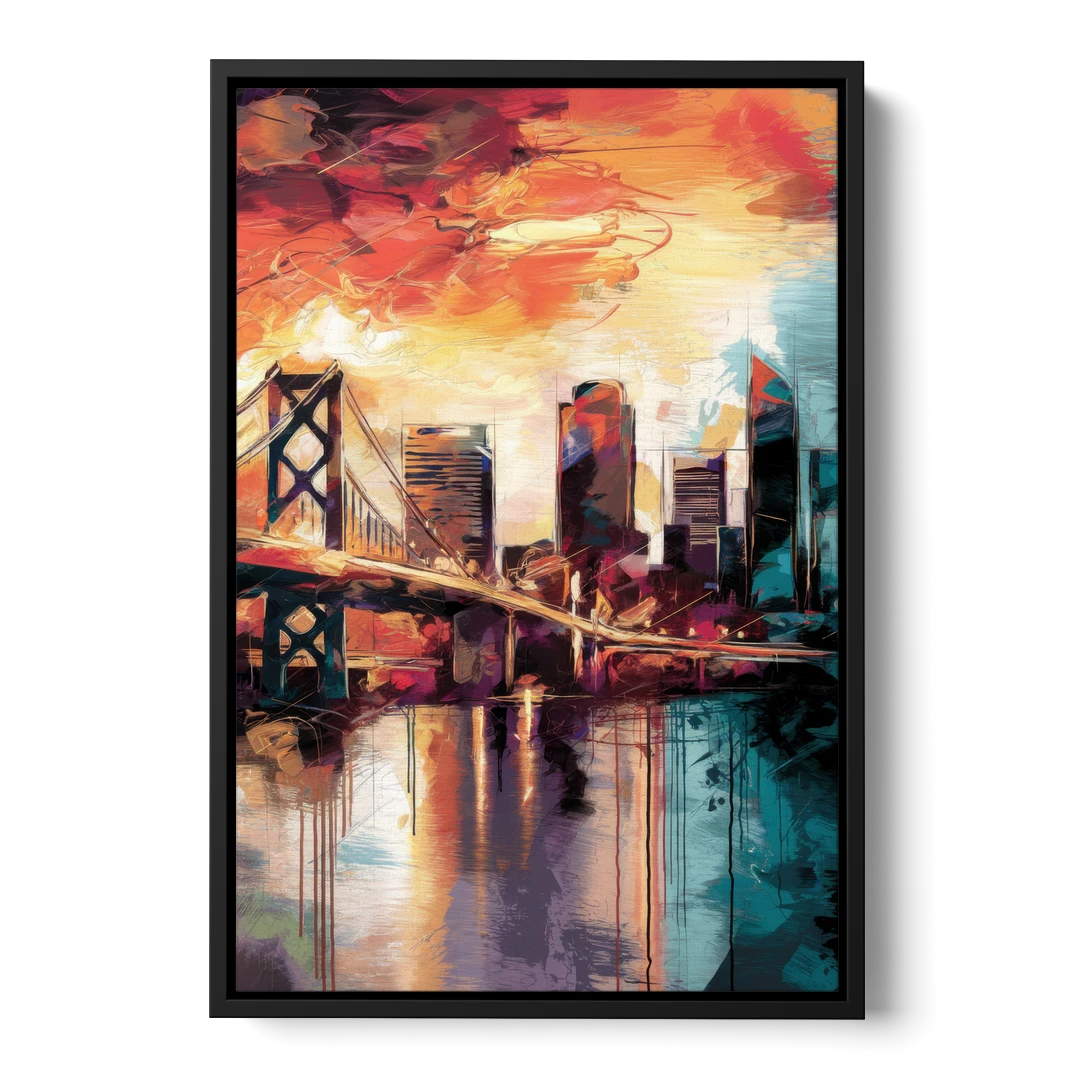 Jacksonville Wall Street Vibes - Black Framed Canvas Wall Art - Front