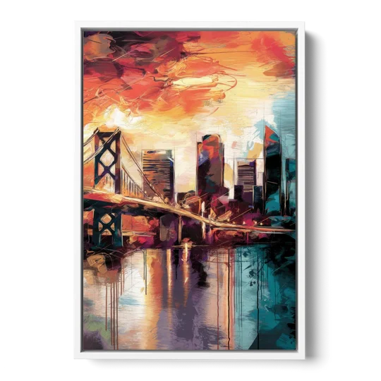 Jacksonville Wall Street Vibes - White Framed Canvas Wall Art - Front