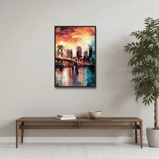 Jacksonville Wall Street Vibes - Black Framed Canvas Wall Art - Coffee Table - 24x36