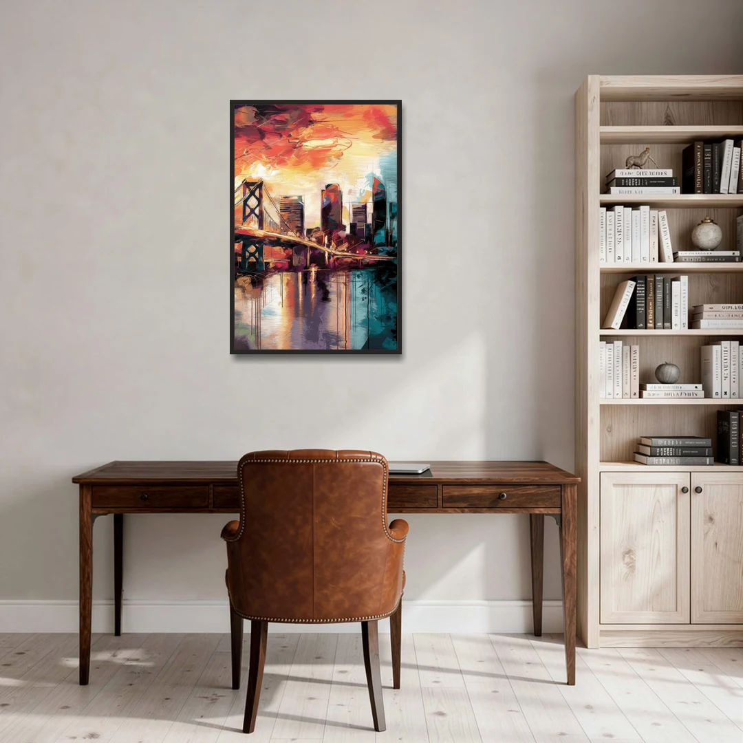 Jacksonville Wall Street Vibes - Black Framed Canvas Wall Art - Office - 24x36