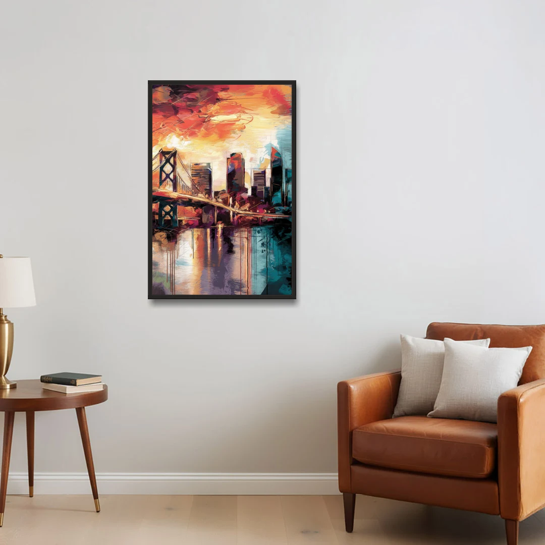 Jacksonville Wall Street Vibes - Black Framed Canvas Wall Art - Sofa - 24x36