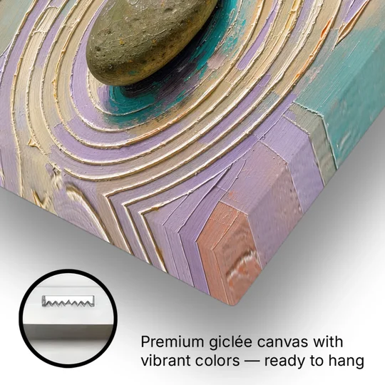 Japandi Sage Stone in Raked Ripples - Canvas Wall Art - Gallery Wrap Corner