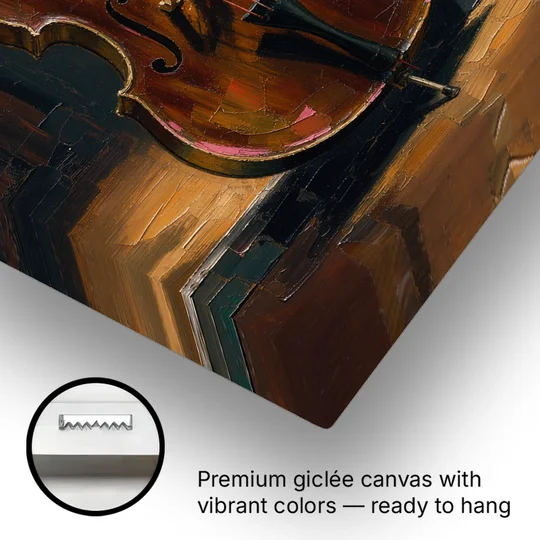 Jazz Club Wall Art with a Lone Double Bass - Canvas Wall Art - Gallery Wrap Corner