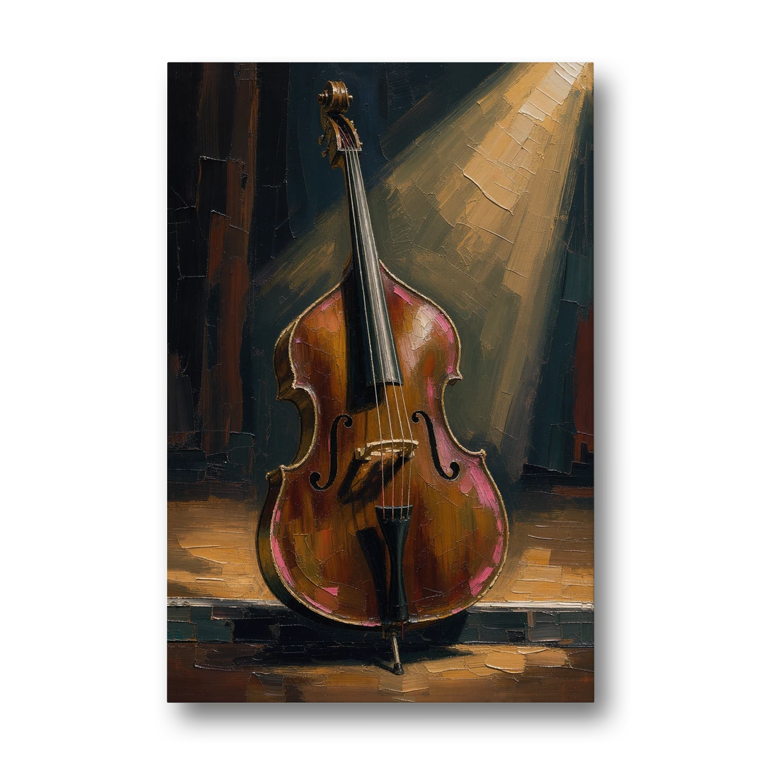 Jazz Club Wall Art with a Lone Double Bass - Canvas Wall Art - Front