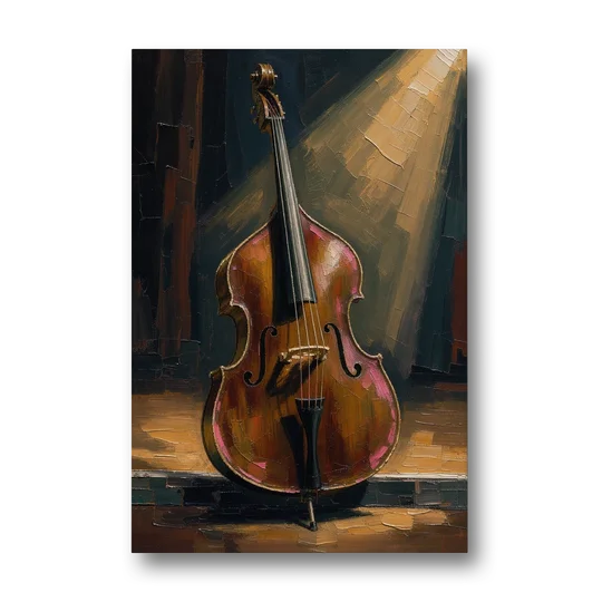 Jazz Club Wall Art with a Lone Double Bass - Canvas Wall Art - Front