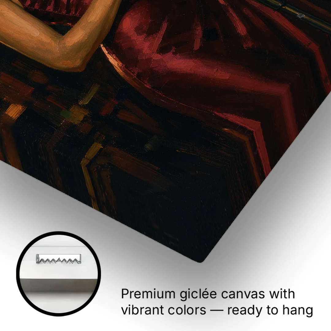 Jazz Wall Art of a Singer in Oxblood Satin - Canvas Wall Art - Gallery Wrap Corner