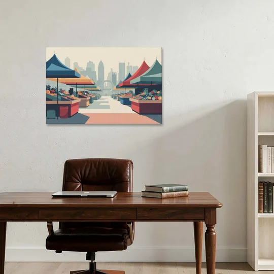 Jean Talon Market - Canvas Wall Art - Office - 36x24