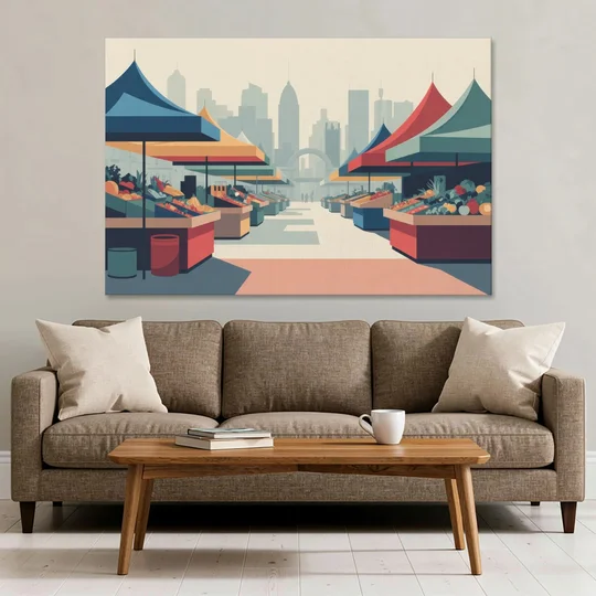 Jean Talon Market - Canvas Wall Art - Sofa - 60x40