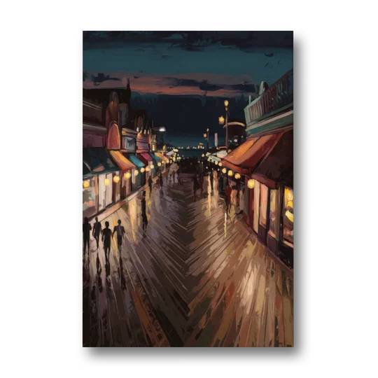 Jersey City Boardwalk Scene - Canvas Wall Art - Front