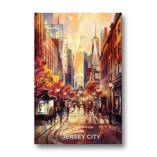 Jersey City Downtown Streetscape - Canvas Wall Art - Front
