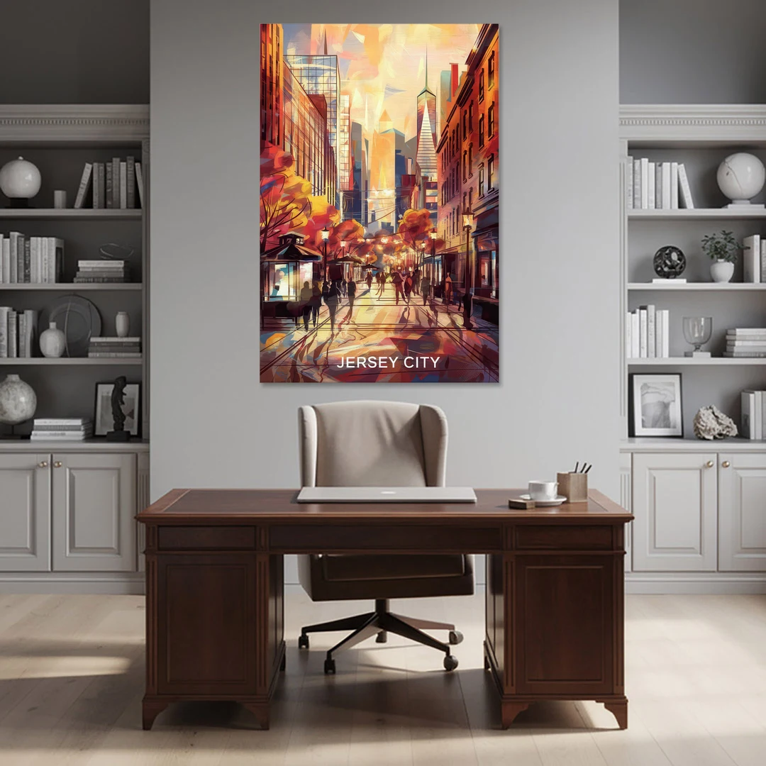 Jersey City Downtown Streetscape - Canvas Wall Art - Office - 40x60