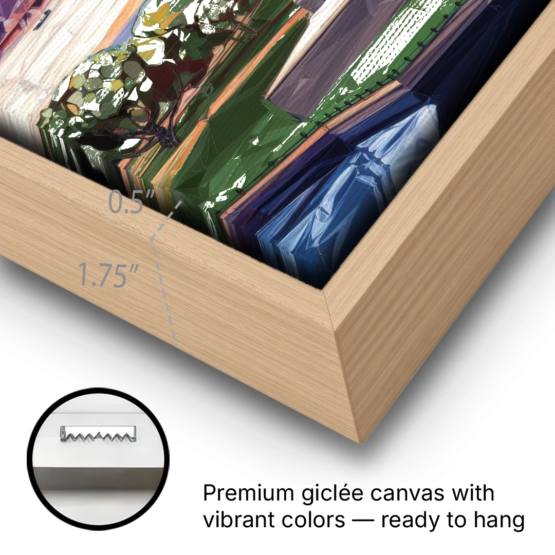 Jersey City Liberty State Park - Oak Framed Canvas Wall Art - Gallery Wrap Corner