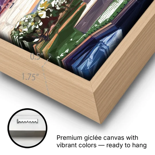 Jersey City Liberty State Park - Oak Framed Canvas Wall Art - Gallery Wrap Corner