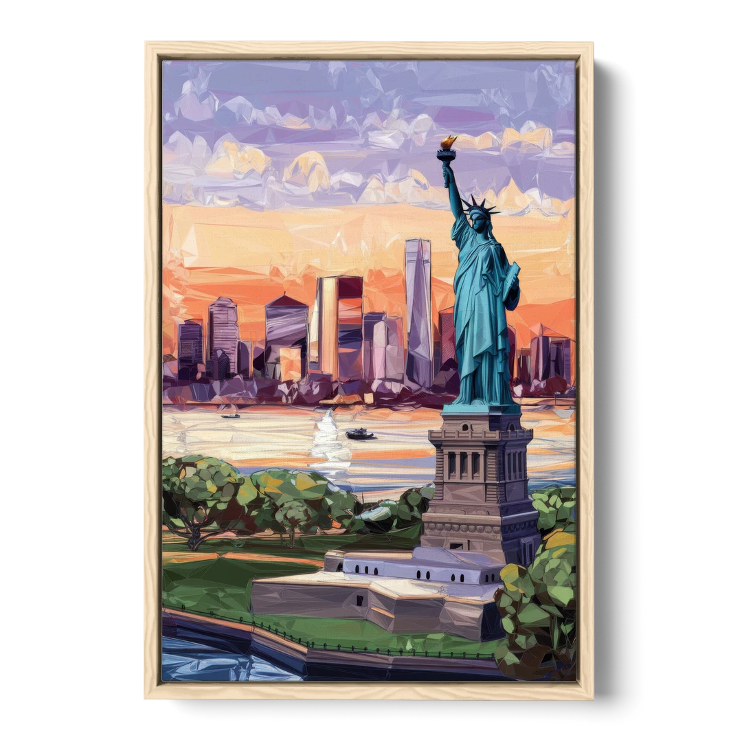 Jersey City Liberty State Park - Oak Framed Canvas Wall Art - Front