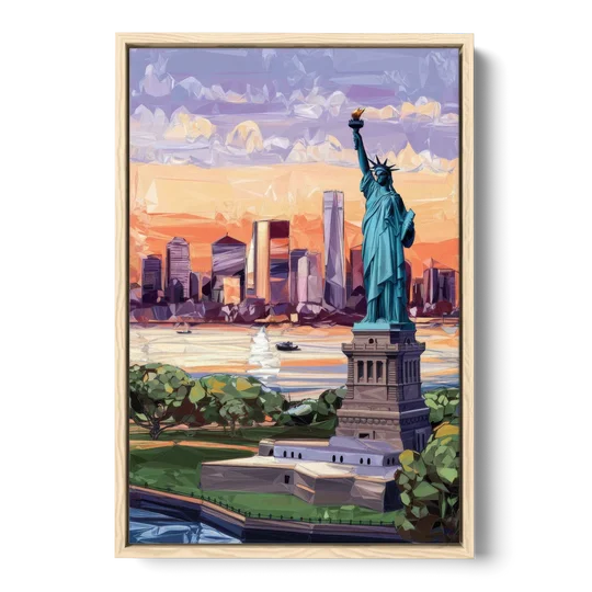 Jersey City Liberty State Park - Oak Framed Canvas Wall Art - Front