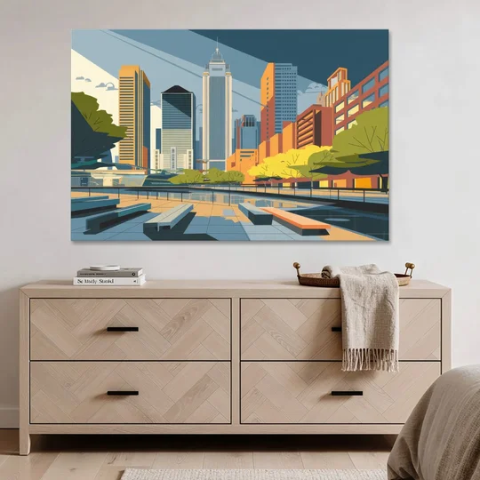 Jersey City Urban Architecture - Canvas Wall Art - Coffee Table - 60x40