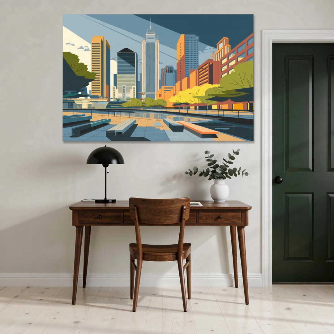 Jersey City Urban Architecture - Canvas Wall Art - Office - 60x40
