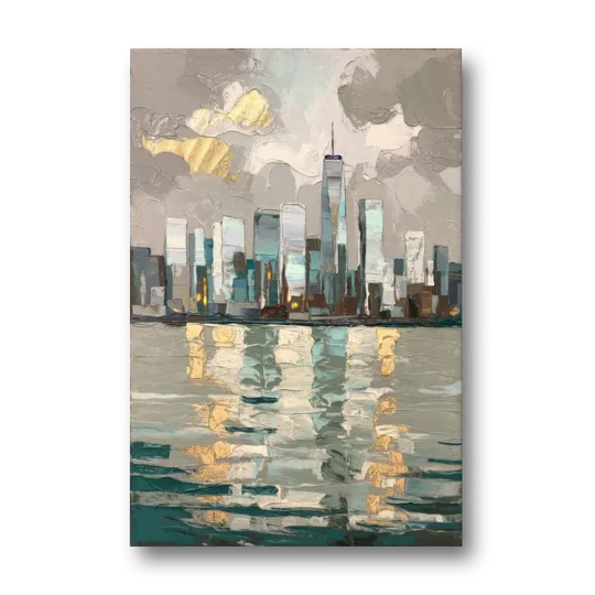 Jersey City Waterfront View - Canvas Wall Art - Front