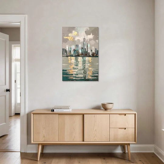 Jersey City Waterfront View - Canvas Wall Art - Coffee Table - 24x36
