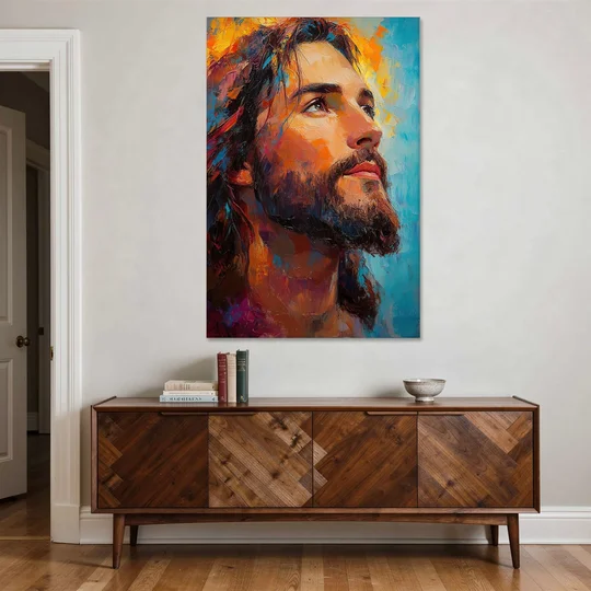 Jesus in Light Christian Absctact - Canvas Wall Art - Coffee Table - 40x60