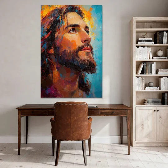 Jesus in Light Christian Absctact - Canvas Wall Art - Office - 40x60