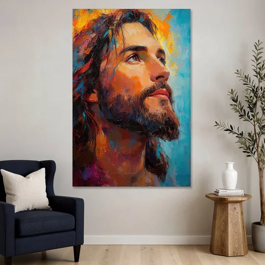 Jesus in Light Christian Absctact - Canvas Wall Art - Sofa - 40x60