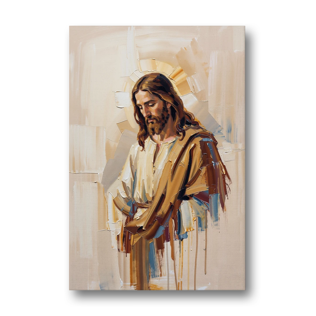 Jesus Portrait Modern Christian - Canvas Wall Art - Front