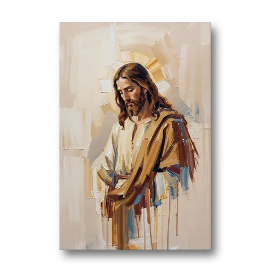 Jesus Portrait Modern Christian - Canvas Wall Art - Front