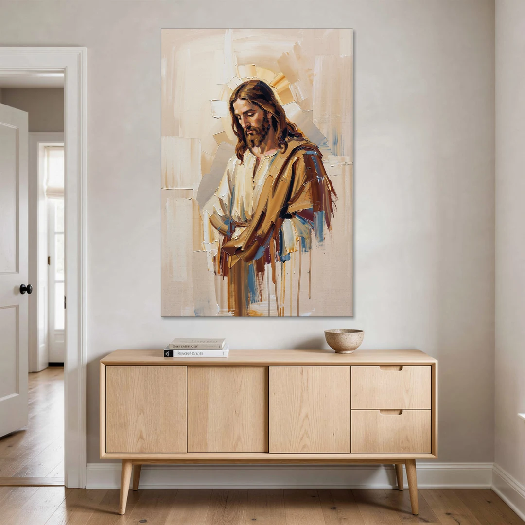 Jesus Portrait Modern Christian - Canvas Wall Art - Coffee Table - 40x60