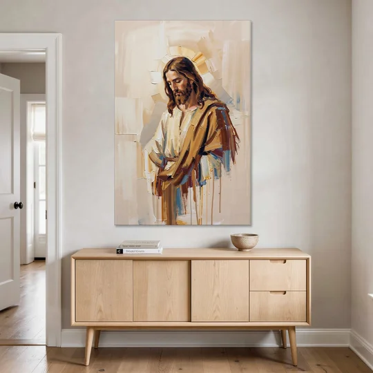 Jesus Portrait Modern Christian - Canvas Wall Art - Coffee Table - 40x60