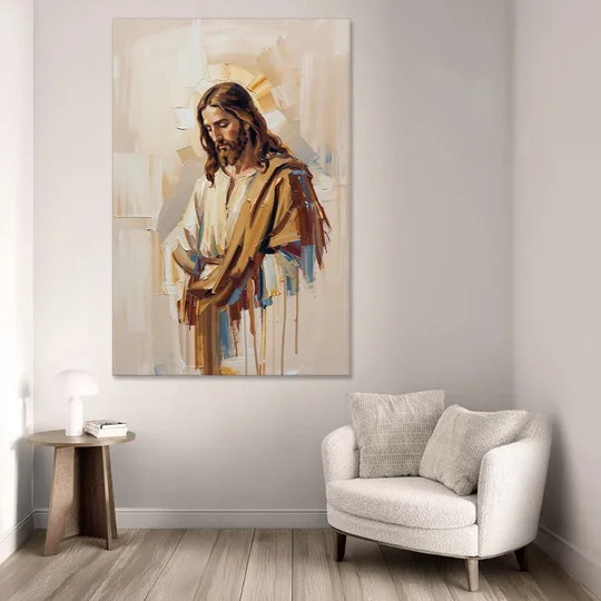 Jesus Portrait Modern Christian - Canvas Wall Art - Sofa - 40x60