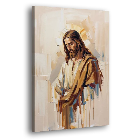 Jesus Portrait Modern Christian - Canvas Wall Art - Side