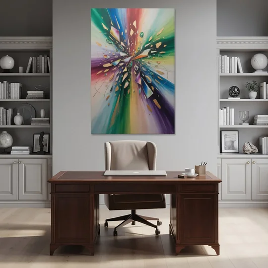 Jewel Toned Dynamic Colorful Abstract - Canvas Wall Art - Office - 40x60