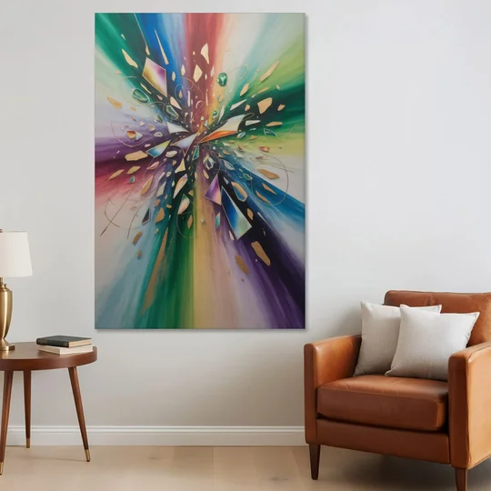 Jewel Toned Dynamic Colorful Abstract - Canvas Wall Art - Sofa - 40x60