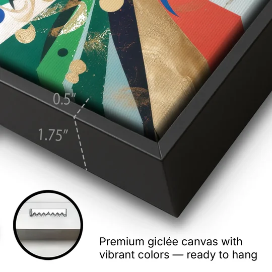 JewelToned Urban Energy Colorful Abstract - Black Framed Canvas Wall Art - Gallery Wrap Corner