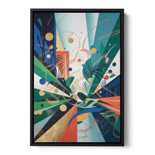 JewelToned Urban Energy Colorful Abstract - Black Framed Canvas Wall Art - Front