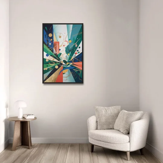 JewelToned Urban Energy Colorful Abstract - Black Framed Canvas Wall Art - Sofa - 24x36